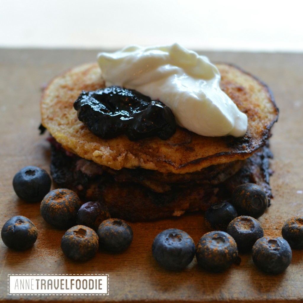 Healthy blueberry pancakes