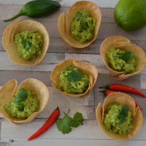 vegan gluten free guacamole tortilla cups