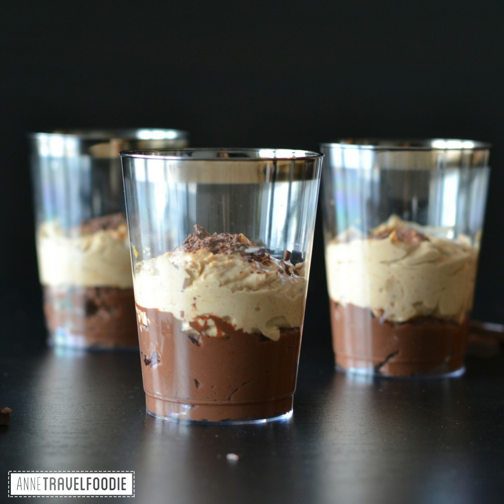 vegan chocolate mousse and peanut butter mousse