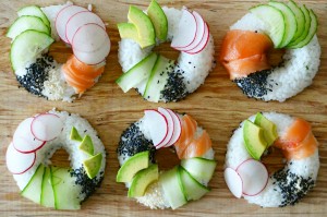 sushi donuts with salmon