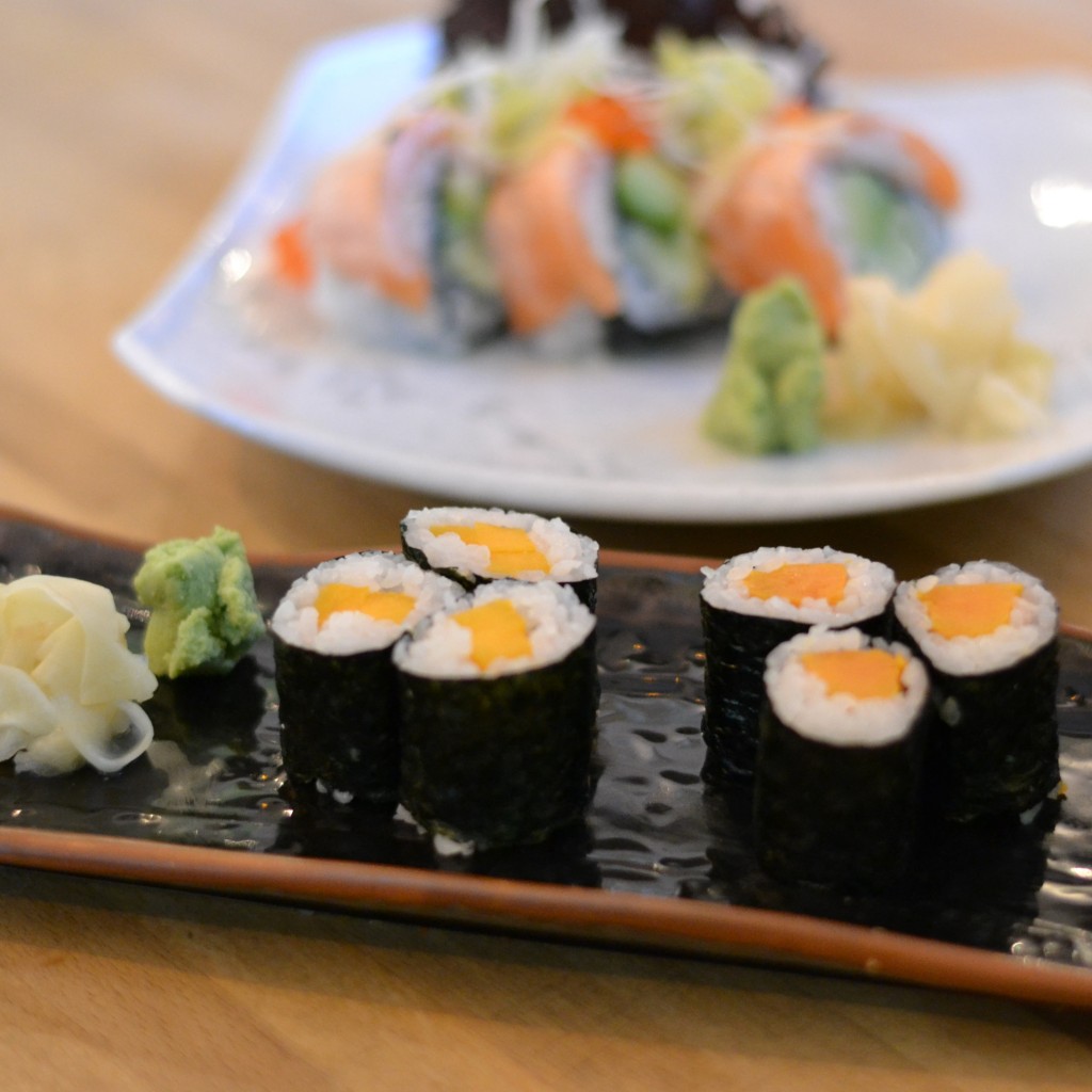 sushi with pumpkin and sweet potato
