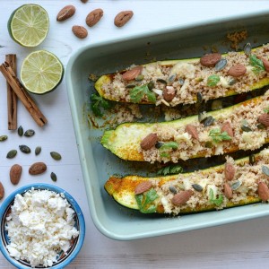 vegan courgette boats couscous recipe