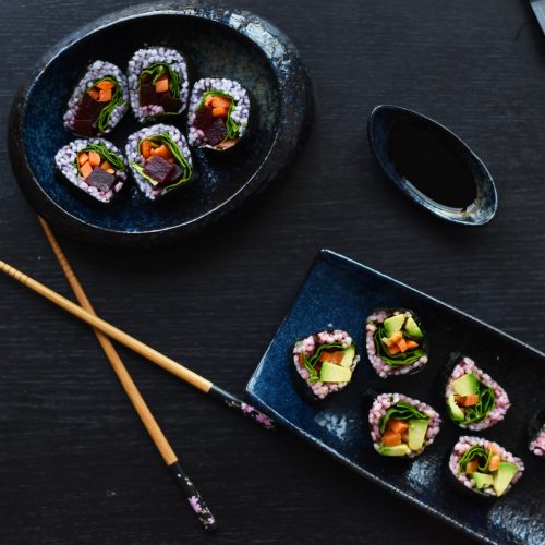 Vegan rainbow sushi recipe - Anne Travel Foodie
