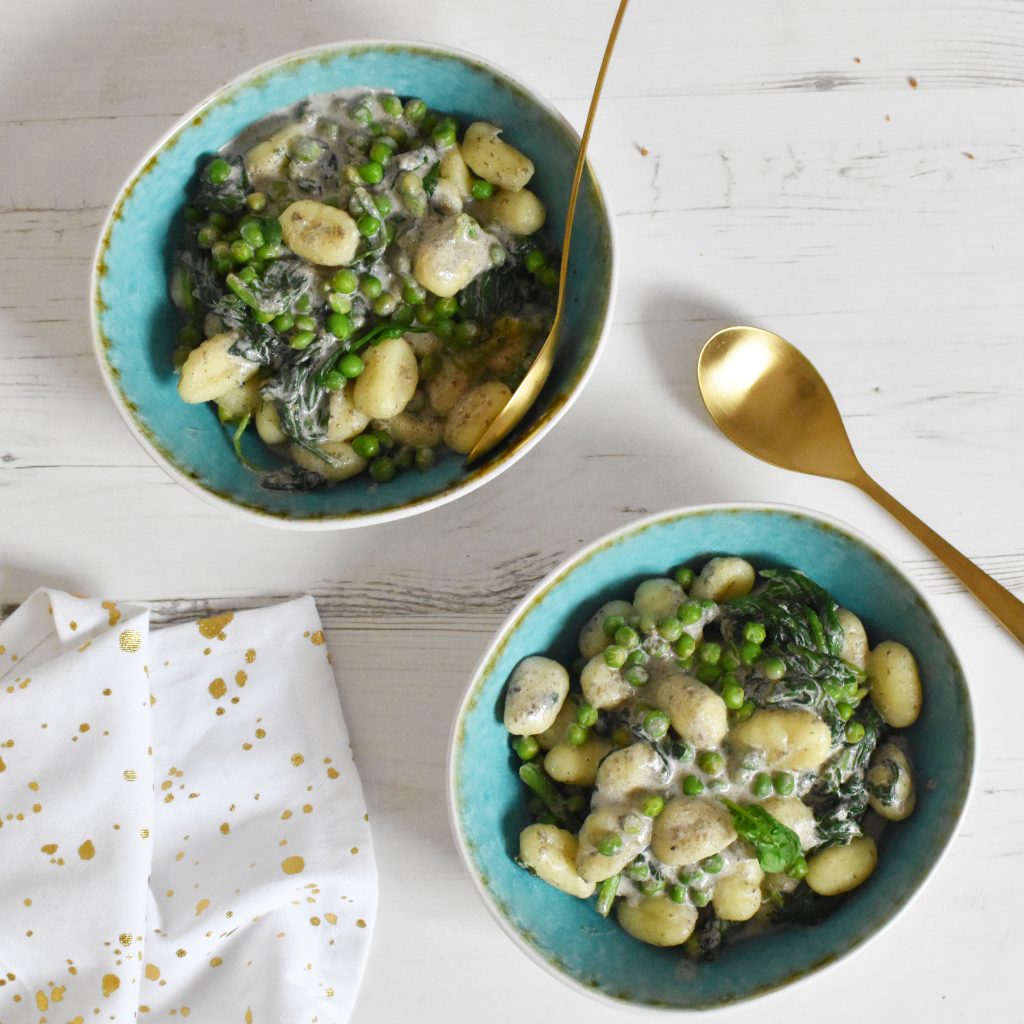Creamy gnocchi with pesto and green peas Anne Travel Foodie