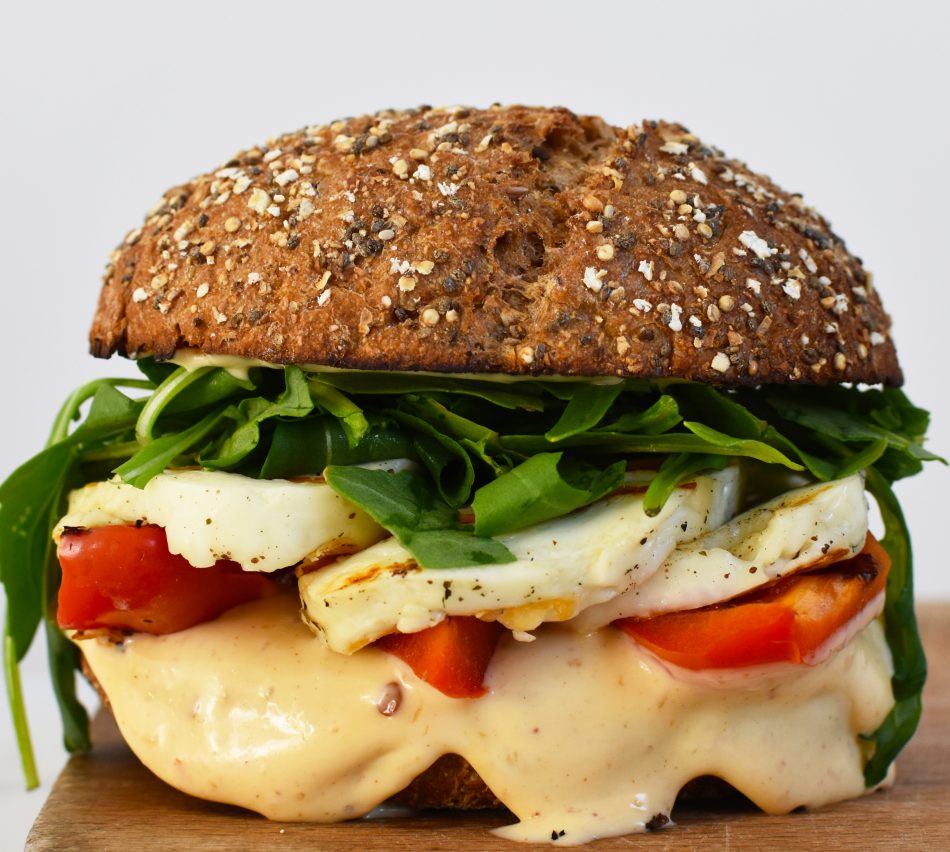 Grilled Halloumi burger with piripiri mayonnaise Anne Travel Foodie