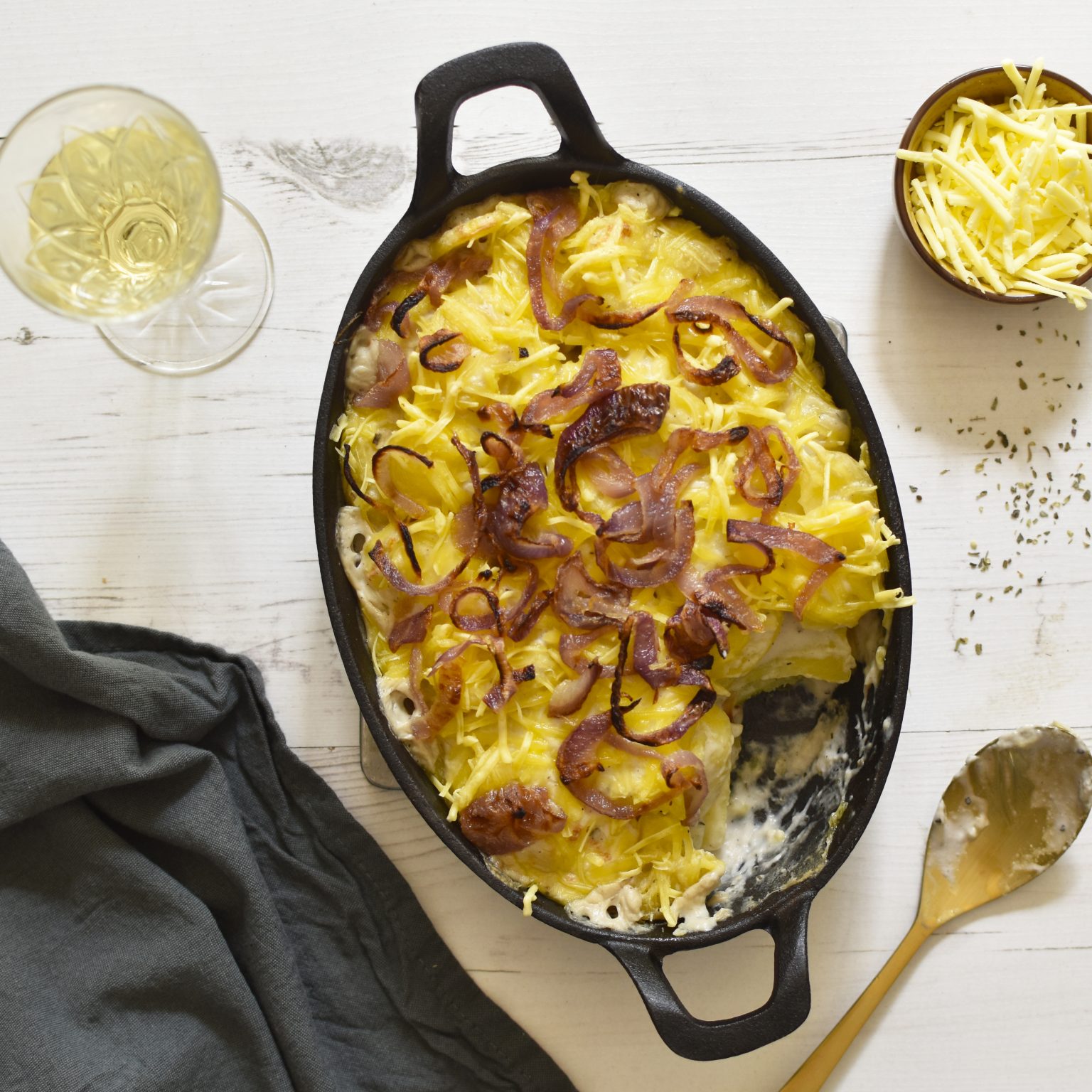 Vegan Potato Gratin with red onion Anne Travel Foodie