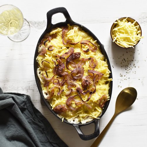 Vegan Potato Gratin with red onion Anne Travel Foodie