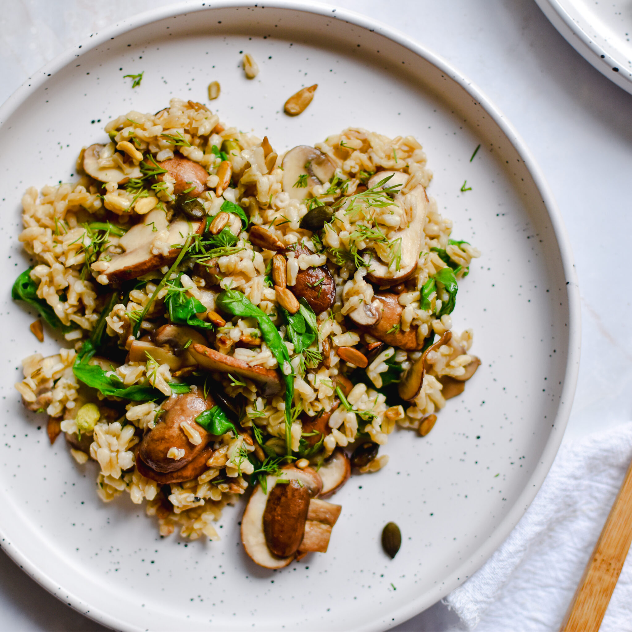 Oat rice with chestnut mushrooms - Anne Travel Foodie